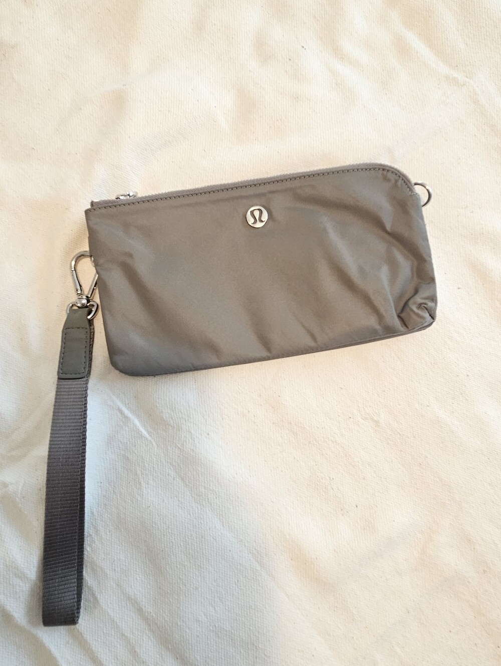 lululemon athletica Gray Nylon Wristlet Pouch with Removable Strap